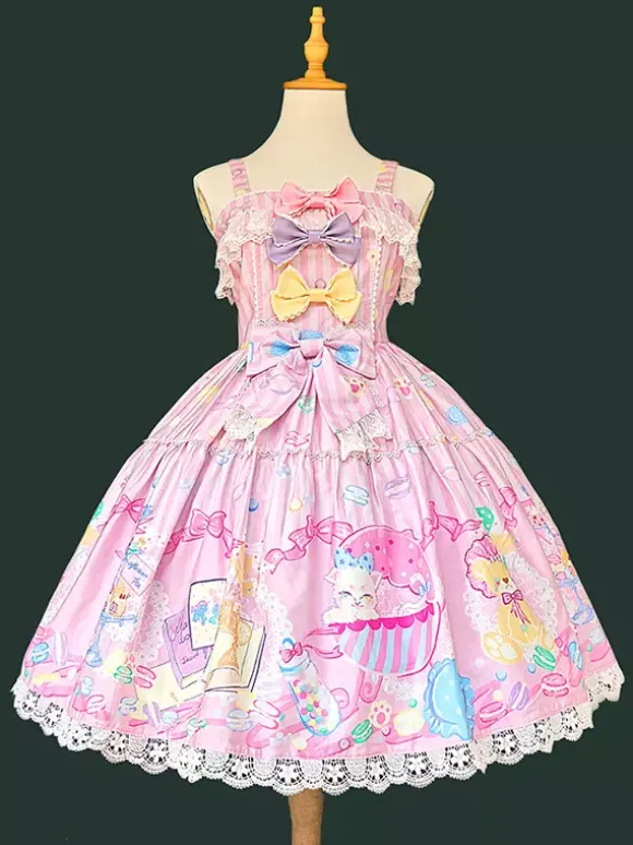 Sweet Lolita Dress Sleeveless Bows Jumper Sweet Fairytale Yellow Dress