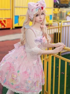 Sweet Lolita Dress Sleeveless Bows Jumper Sweet Fairytale Yellow Dress