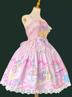 Sweet Lolita Dress Sleeveless Bows Jumper Sweet Fairytale Yellow Dress