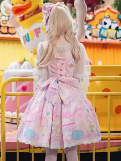 Sweet Lolita Dress Sleeveless Bows Jumper Sweet Fairytale Yellow Dress