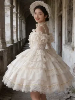 Sweet Lolita Dress Wedding JSK Polyester Short Sleeves Sweet Ballet Lolita Dress