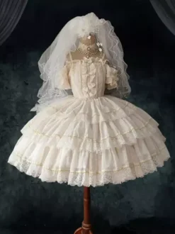 Sweet Lolita Dress Wedding JSK Polyester Short Sleeves Sweet Ballet Lolita Dress
