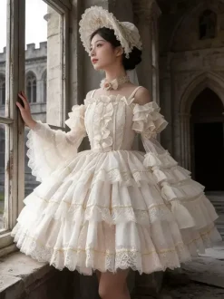 Sweet Lolita Dress Wedding JSK Polyester Short Sleeves Sweet Ballet Lolita Dress