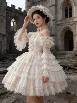 Sweet Lolita Dress Wedding JSK Polyester Short Sleeves Sweet Ballet Lolita Dress