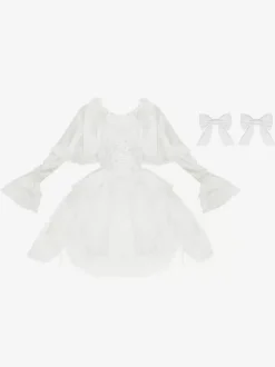 Sweet Lolita Dress White Polyester Long Sleeves Wedding Hime Lolita Dress