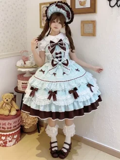 Sweet Lolita Dresses Light Blue JSK Bows Short Lolita Dress