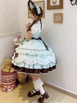 Sweet Lolita Dresses Light Blue JSK Bows Short Lolita Dress