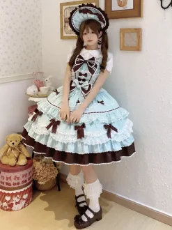 Sweet Lolita Dresses Light Blue JSK Bows Short Lolita Dress
