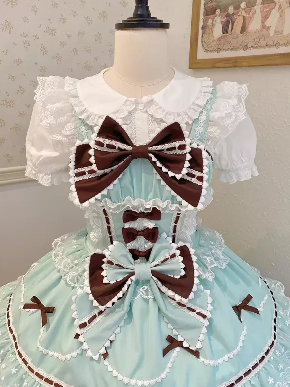 Sweet Lolita Dresses Light Blue JSK Bows Short Lolita Dress