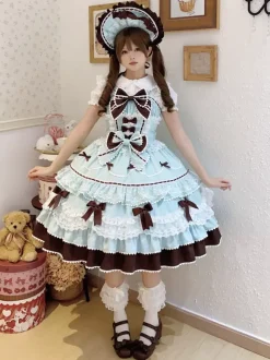 Sweet Lolita Dresses Light Blue JSK Bows Short Lolita Dress