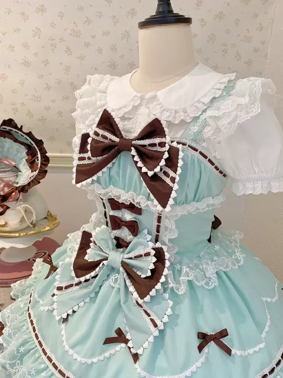 Sweet Lolita Dresses Light Blue JSK Bows Short Lolita Dress