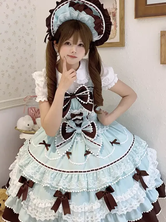 Sweet Lolita Dresses Light Blue JSK Bows Short Lolita Dress