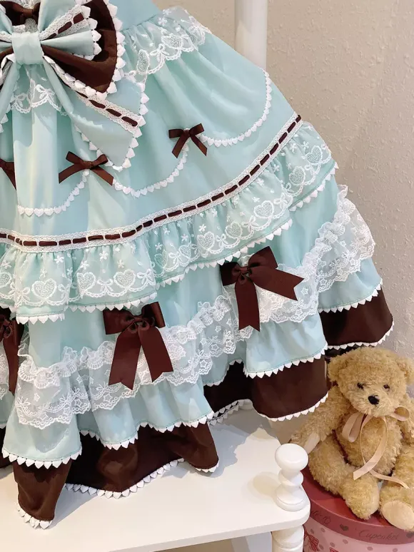 Sweet Lolita Dresses Light Blue JSK Bows Short Lolita Dress