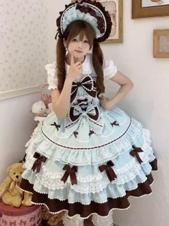 Sweet Lolita Dresses Light Blue JSK Bows Short Lolita Dress