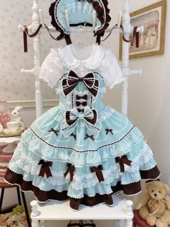 Sweet Lolita Dresses Light Blue JSK Bows Short Lolita Dress