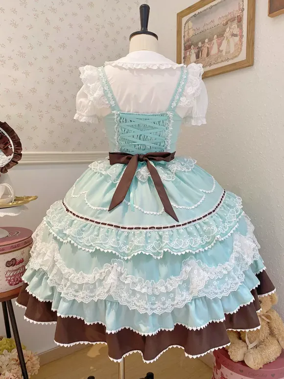 Sweet Lolita Dresses Light Blue JSK Bows Short Lolita Dress