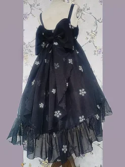 Sweet Lolita Dresses Polyester Sleeveless Ruffles Black Lolita Dress JSK