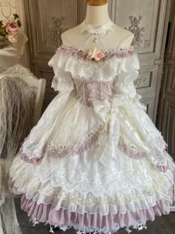 Sweet Lolita Elizabeth Tea Party Lace Ruffles Wedding Gorgeous Clairie Sleeve Lolita Dress With Sleeves