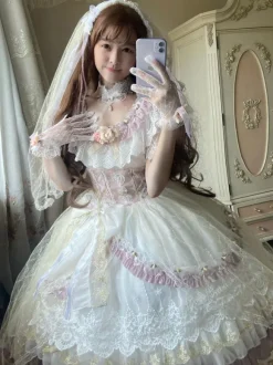 Sweet Lolita Elizabeth Tea Party Lace Ruffles Wedding Gorgeous Clairie Sleeve Lolita Dress With Sleeves