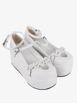 Sweet Lolita Footwear Nude Hearts Pattern Butterfly Round Toe PU Leather Lolita Shoes