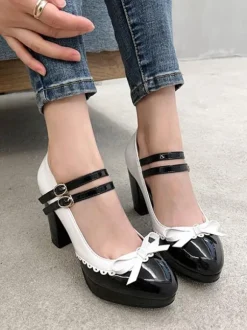 Sweet Lolita Footwear Red Round Toe PU Leather Lolita Shoes