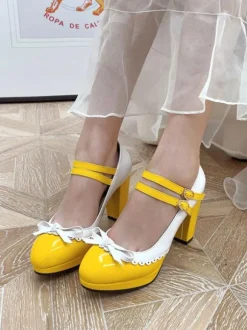 Sweet Lolita Footwear Red Round Toe PU Leather Lolita Shoes