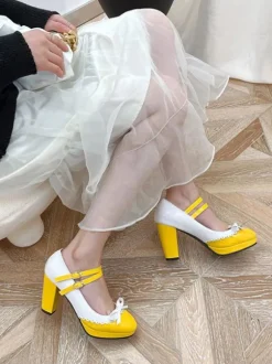 Sweet Lolita Footwear Red Round Toe PU Leather Lolita Shoes