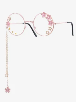 Sweet Lolita Glasses Pink Chains Flowers Stars Round Frame Sunglasses
