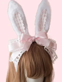 Sweet Lolita Hair Clasp Bunny Ear Lace Bow Lolita Hair Accessory