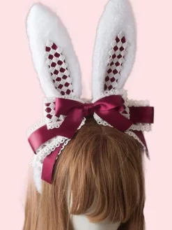 Sweet Lolita Hair Clasp Bunny Ear Lace Bow Lolita Hair Accessory