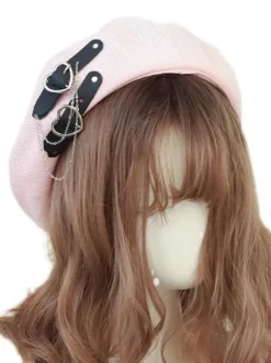 Sweet Lolita Hat Chains Accessory Hearts Pattern Polyester Black Lolita Hat