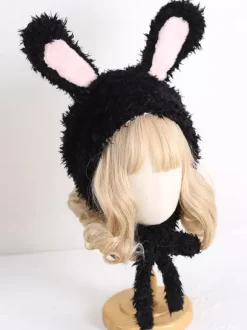 Sweet Lolita Hat Pink Rabbit Ears Plush Warm Accessories