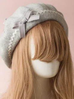 Sweet Lolita Hat Wool Bow Pom Pom Lolita Beret