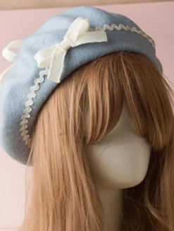 Sweet Lolita Hat Wool Bow Pom Pom Lolita Beret