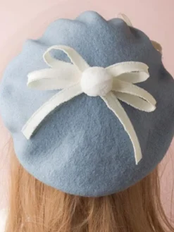 Sweet Lolita Hat Wool Bow Pom Pom Lolita Beret