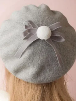 Sweet Lolita Hat Wool Bow Pom Pom Lolita Beret