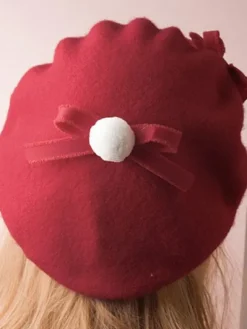 Sweet Lolita Hat Wool Bow Pom Pom Lolita Beret