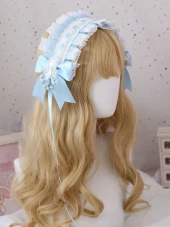 Sweet Lolita Headdress Blue Lace Bows Lace Headband Headwear Lolita Hair Accessories