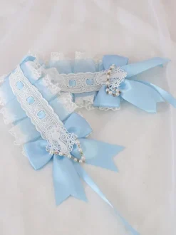 Sweet Lolita Headdress Blue Lace Bows Lace Headband Headwear Lolita Hair Accessories