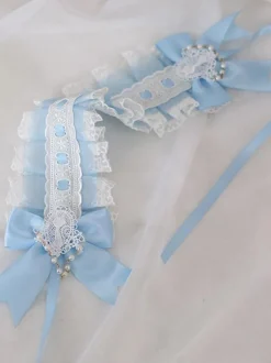Sweet Lolita Headdress Blue Lace Bows Lace Headband Headwear Lolita Hair Accessories