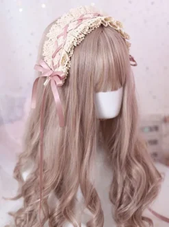 Sweet Lolita Headdress Bow Lace Ruffle Lolita Hair Accessory
