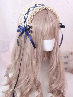 Sweet Lolita Headdress Bow Lace Ruffle Lolita Hair Accessory