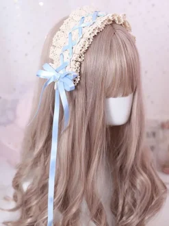 Sweet Lolita Headdress Bow Lace Ruffle Lolita Hair Accessory