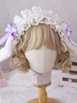 Sweet Lolita Headdress Bunny Ears Lace Bows Lace Headband