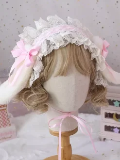 Sweet Lolita Headdress Bunny Ears Lace Bows Lace Headband