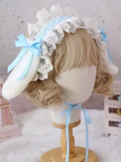 Sweet Lolita Headdress Bunny Ears Lace Bows Lace Headband
