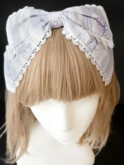 Sweet Lolita Headdress Infanta Maiden Room Lace Trim Bow Print Lolita Hair Accessory