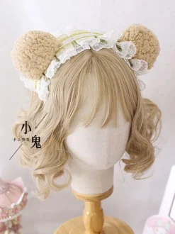 Sweet Lolita Headdress Pink Lace Polyester Fiber Headwear Lace Lolita Hair Accessories