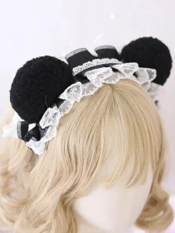 Sweet Lolita Headdress Pink Lace Polyester Fiber Headwear Lace Lolita Hair Accessories