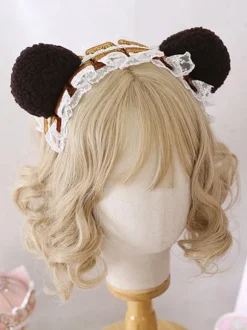 Sweet Lolita Headdress Pink Lace Polyester Fiber Headwear Lace Lolita Hair Accessories